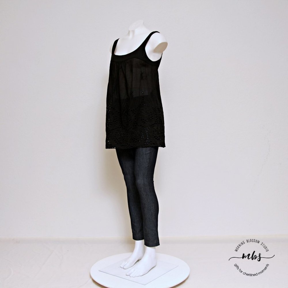 Theory Sheer Eyelet Scoop‎ Neck Cotton Tank Top